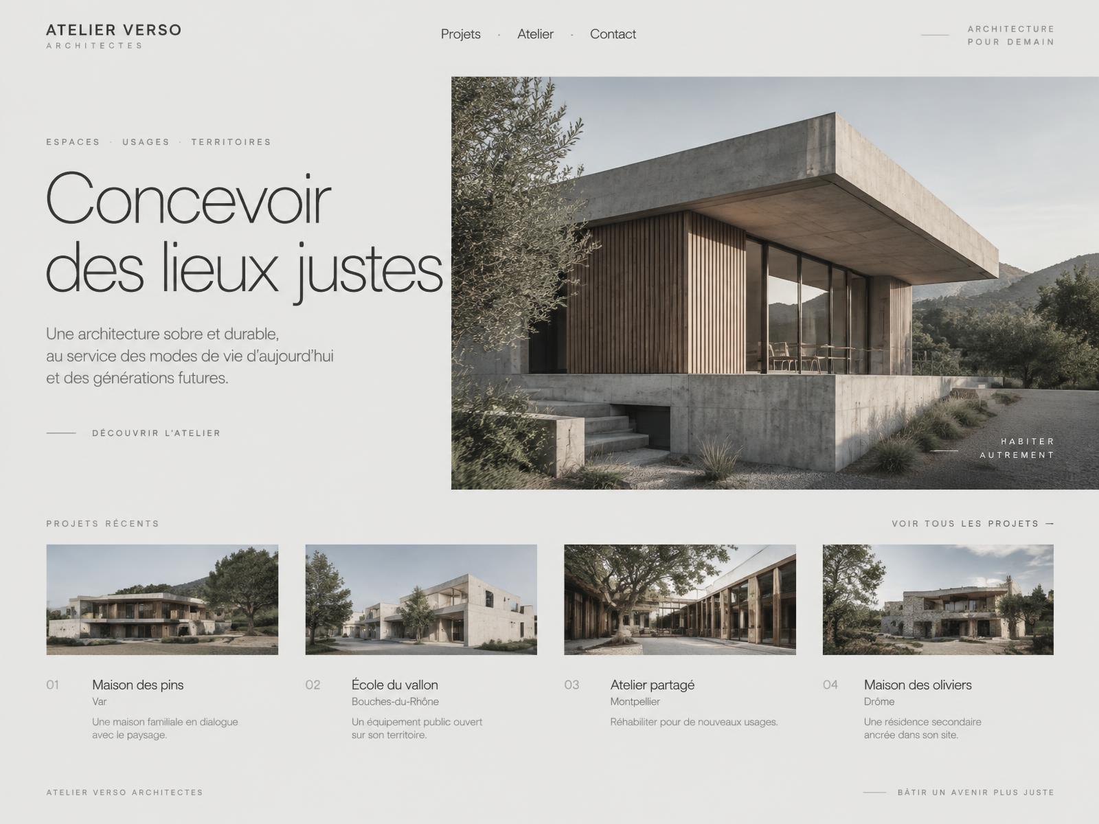 Page d'accueil d'Atelier Verso Architectes