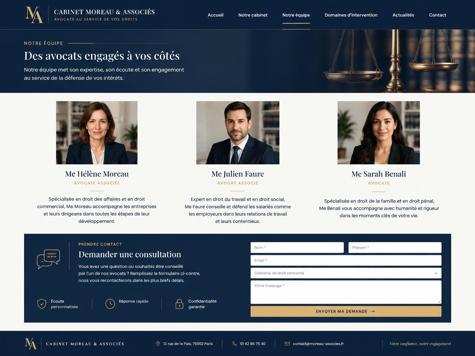 Présentation de l'équipe d'avocats