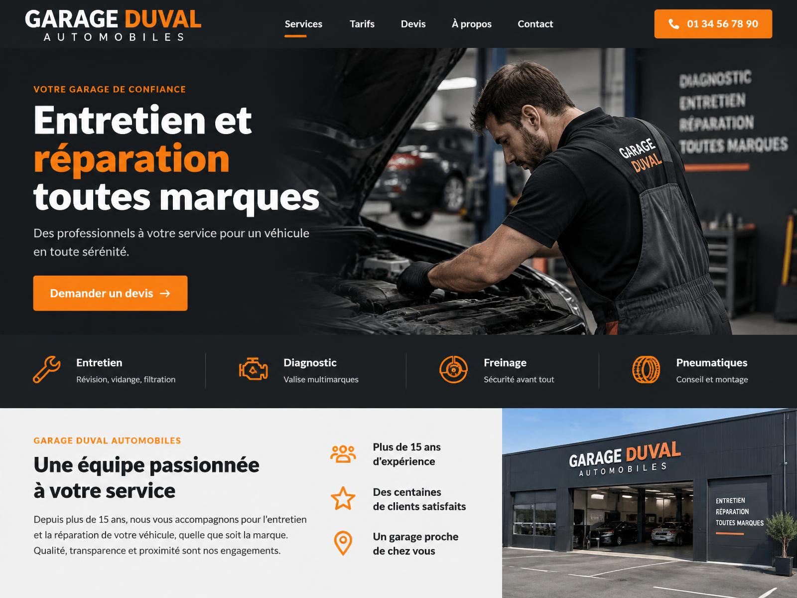 Page d'accueil du Garage Duval Automobiles