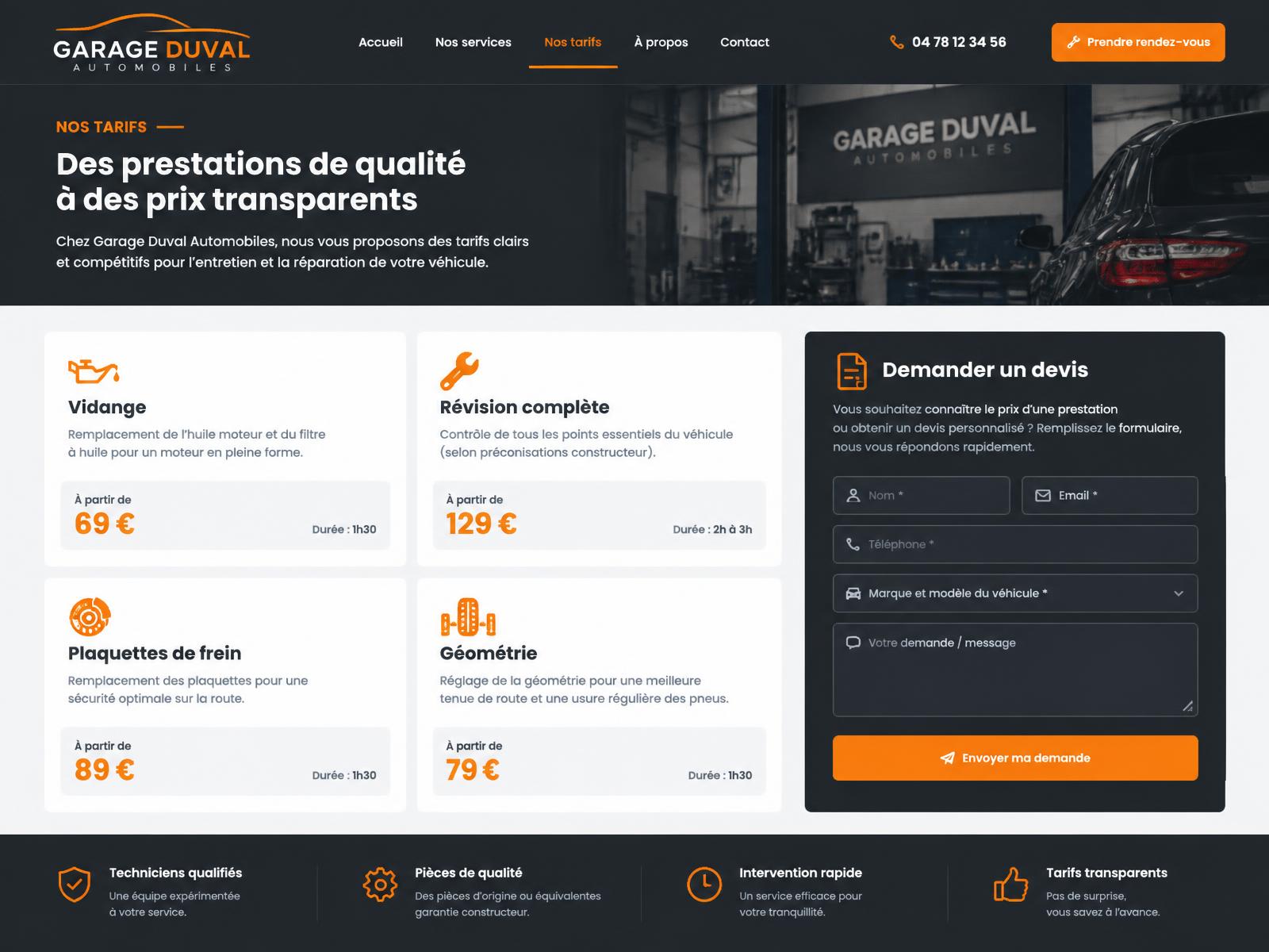 Tarifs et demande de devis