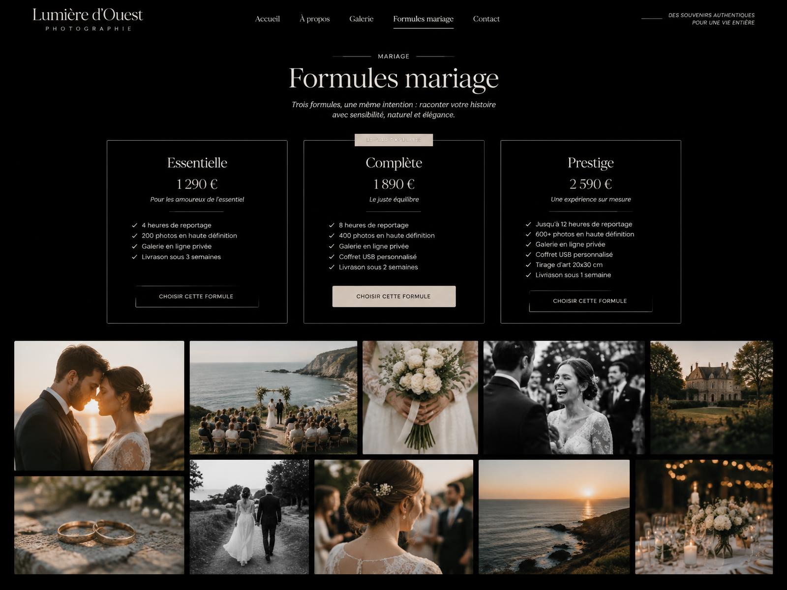 Formules mariage et galerie
