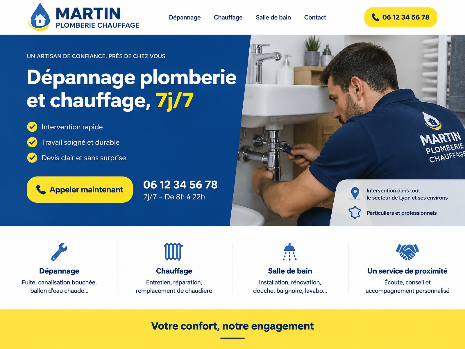 Page d'accueil de Martin Plomberie Chauffage