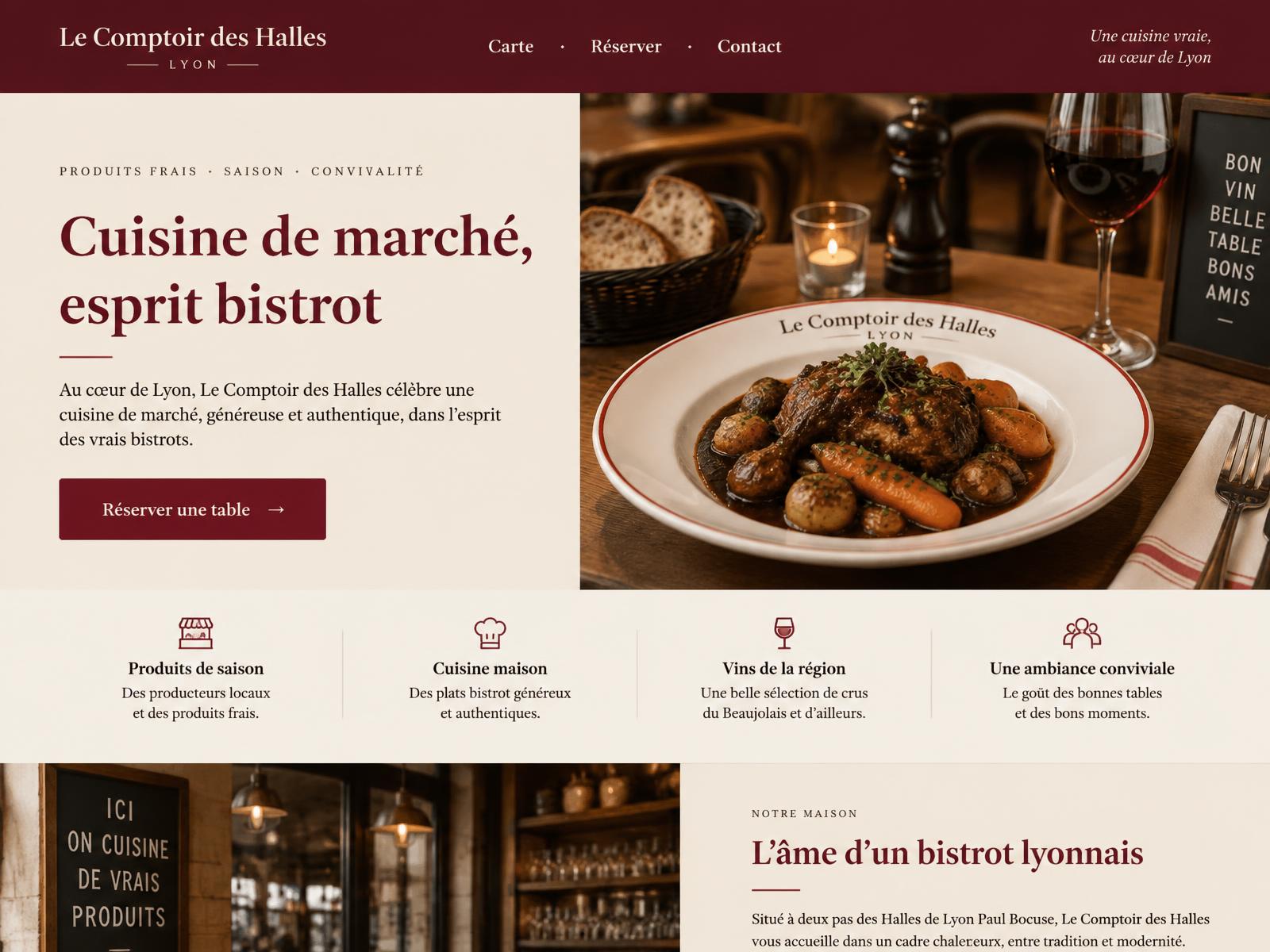 Page d'accueil du restaurant Le Comptoir des Halles